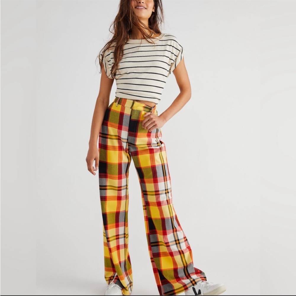 Jules Plaid Wide Leg Pants, size 0, never worn